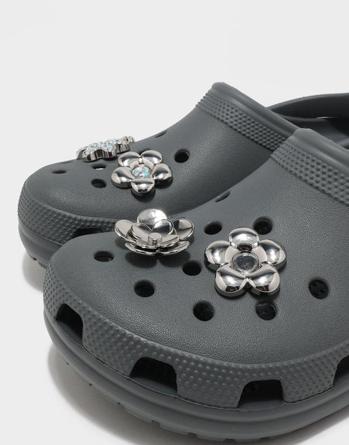 ที่ติดรองเท้า Monochrome Silver Flowers Jibbitz (5 ชิ้น)