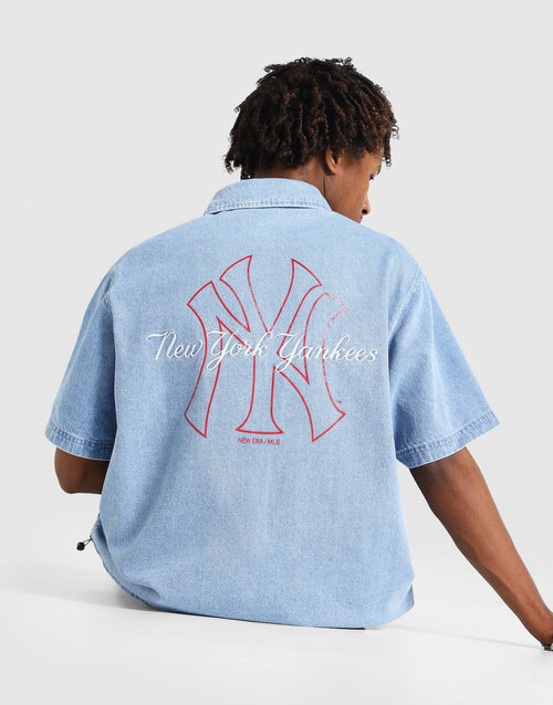 เสื้อแขนสั้นผู้ชาย Woven Denim NY Yankees