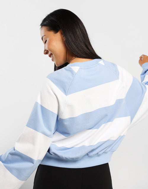 เสื้อแขนยาวผู้หญิง Relaxed Letterman Stripe