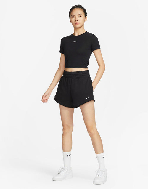 กางเกงขาสั้นผู้หญิง Sportswear High-Waisted French Terry