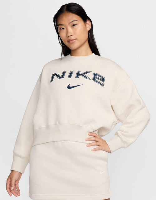 เสื้อแขนยาวผู้หญิง Phoenix Fleece Over-Oversized Crew-Neck Logo