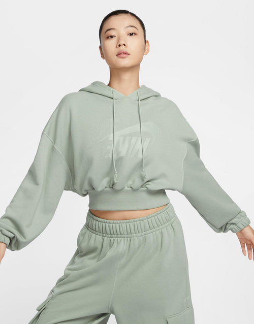 เสื้อฮู้ดดี้ผู้หญิง Oversized Cropped French Terry Pullover