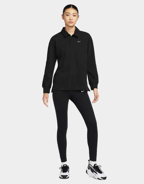 เสื้อแขนยาวผู้หญิง Oversized Long-Sleeve Polo