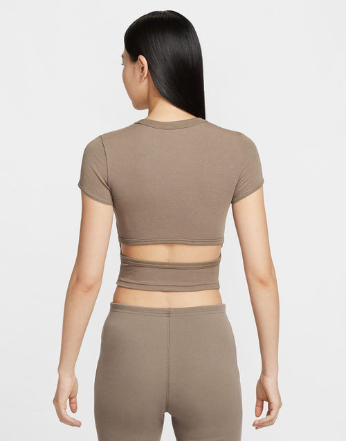 เสื้อแขนสั้นผู้หญิง Sportswear Chill Knit Cropped Mini-Rib