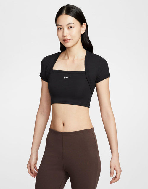 เสื้อแขนสั้นผู้หญิง Sportswear Chill Knit Tight Cropped Mini-Rib 2-in-1
