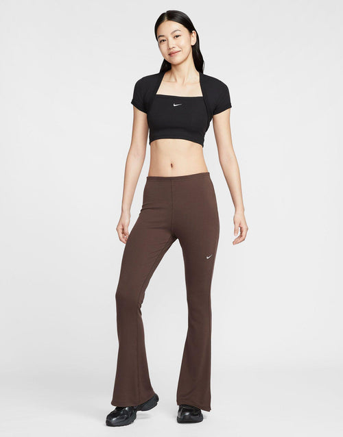 เสื้อแขนสั้นผู้หญิง Sportswear Chill Knit Tight Cropped Mini-Rib 2-in-1