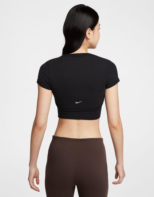 เสื้อแขนสั้นผู้หญิง Sportswear Chill Knit Tight Cropped Mini-Rib 2-in-1
