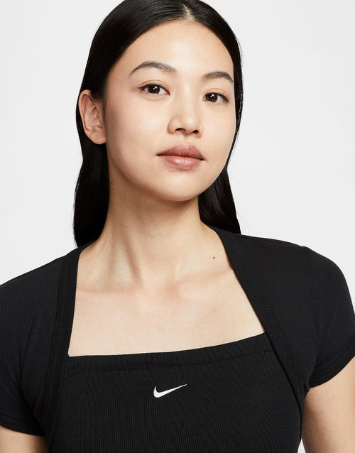 เสื้อแขนสั้นผู้หญิง Sportswear Chill Knit Tight Cropped Mini-Rib 2-in-1