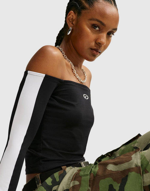 เสื้อแขนยาวผู้หญิง Sportswear Off-Shoulder