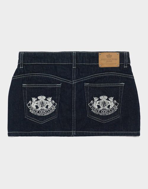 กระโปรงผู้หญิง Dog Crest Stud Denim