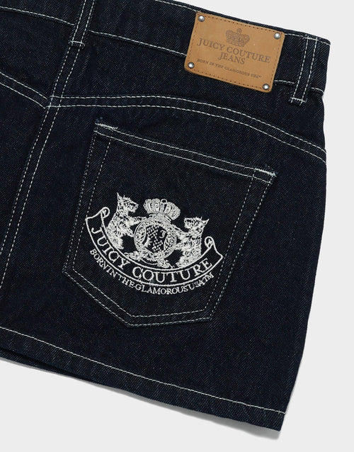 กระโปรงผู้หญิง Dog Crest Stud Denim