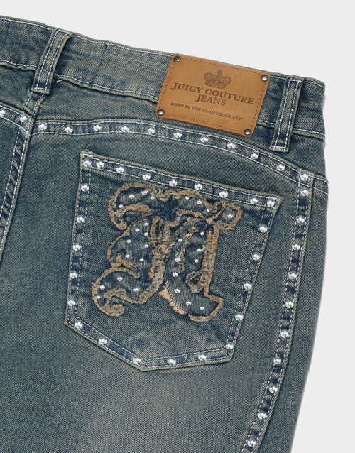 กางเกงขายาวผู้หญิง Stud Moto Flare Denim