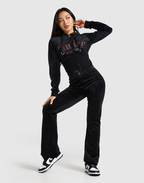 เสื้อฮู้ดดี้ผู้หญิง Full Zip Velour Crystal