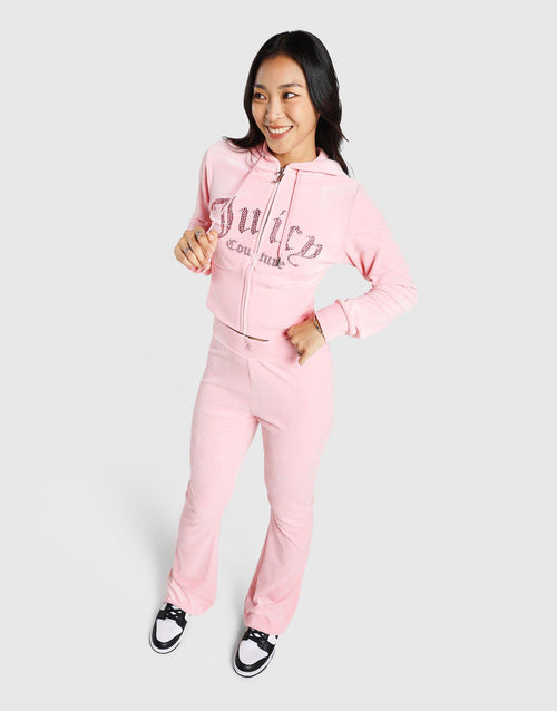 เสื้อฮู้ดดี้ผู้หญิง Full Zip Velour Crystal