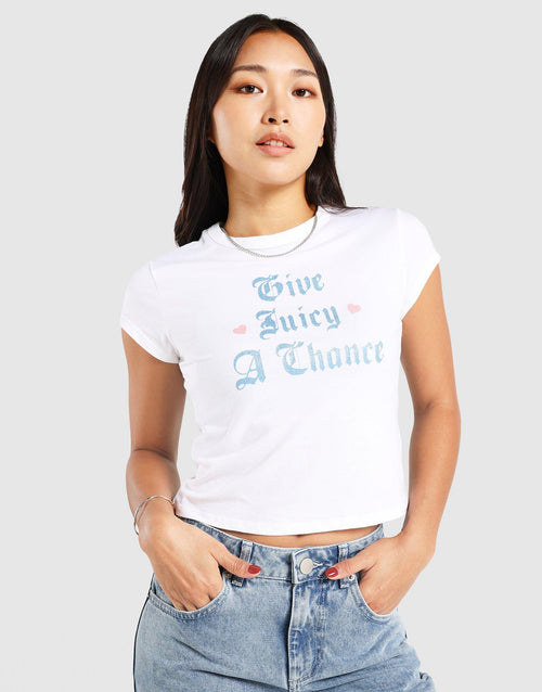 เสื้อยืดผู้หญิง Give Juicy a Chance Baby