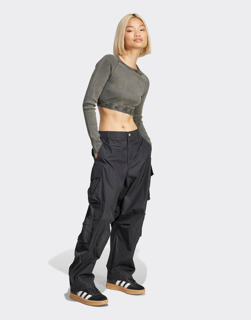 เสื้อแขนยาวผู้หญิง Ribbed Crop