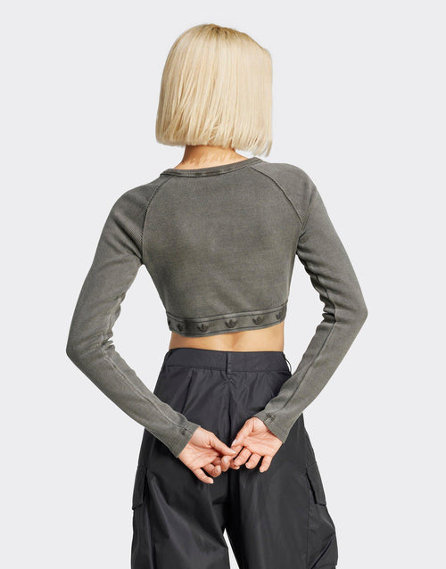 เสื้อแขนยาวผู้หญิง Ribbed Crop