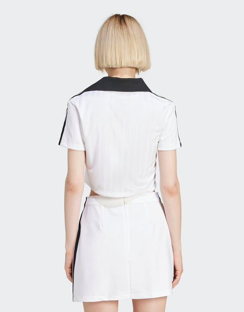 เสื้อแขนสั้นผู้หญิง Adicolor Football Jacquard V-Neck Crop Polo