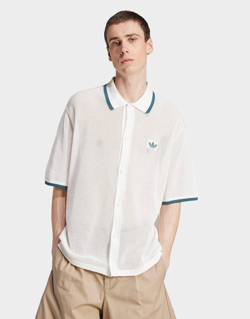 เสื้อแขนสั้นผู้ชาย Button Down Knitted