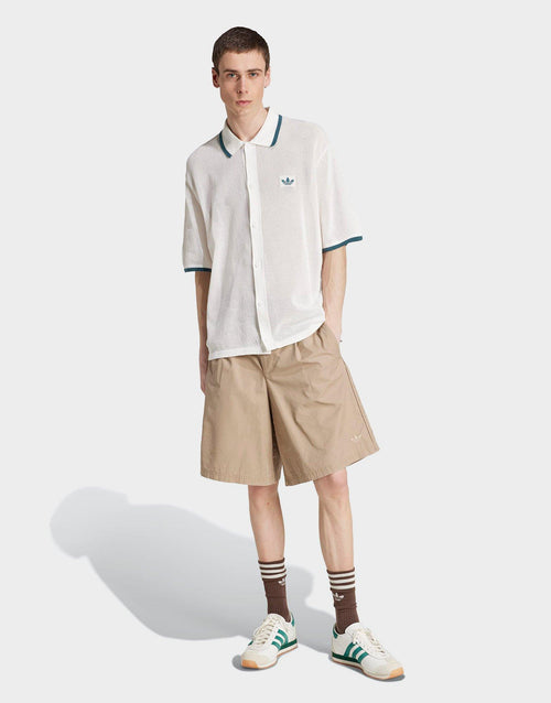 เสื้อแขนสั้นผู้ชาย Button Down Knitted
