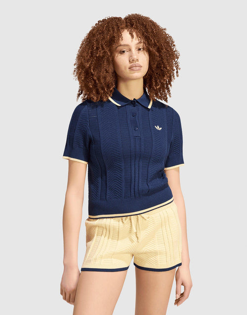 เสื้อโปโลแขนสั้นผู้หญิง Cable Knit Cali