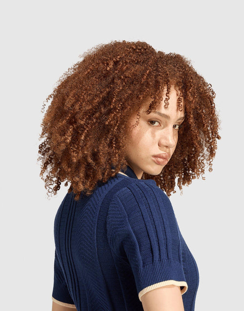 เสื้อโปโลแขนสั้นผู้หญิง Cable Knit Cali
