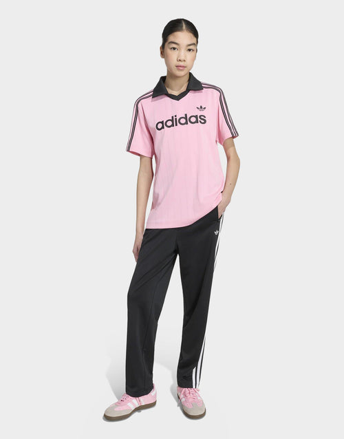 เสื้อโปโลแขนสั้นเด็กโต Loose Pinstripe