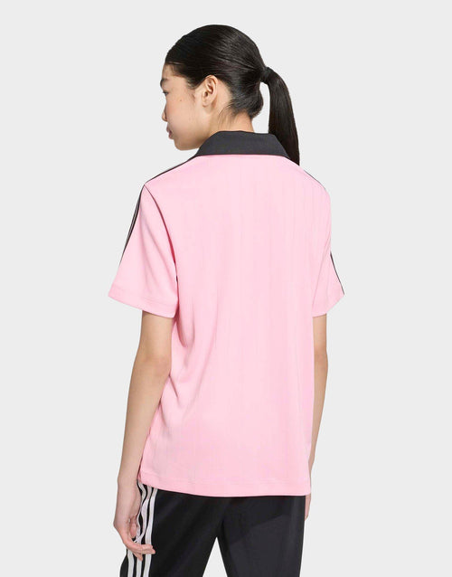 เสื้อโปโลแขนสั้นเด็กโต Loose Pinstripe