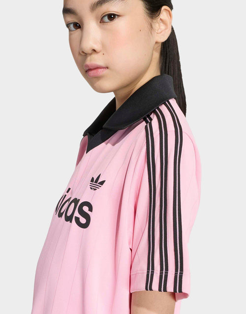 เสื้อโปโลแขนสั้นเด็กโต Loose Pinstripe