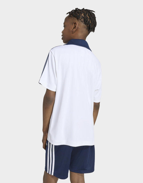 เสื้อโปโลแขนสั้นเด็กโต Loose Pinstripe