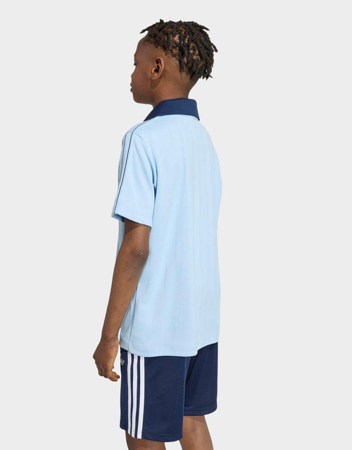 เสื้อโปโลแขนสั้นเด็กโต Loose Pinstripe