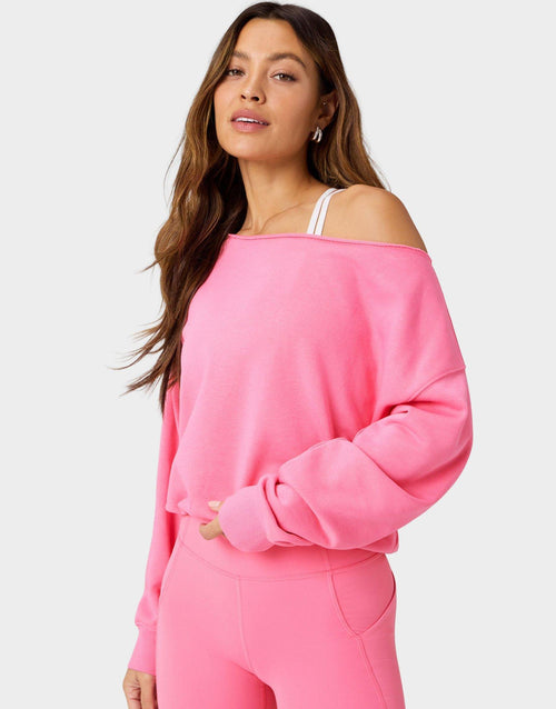 เสื้อแขนยาวผู้หญิง Year Round Terry Off Shoulder