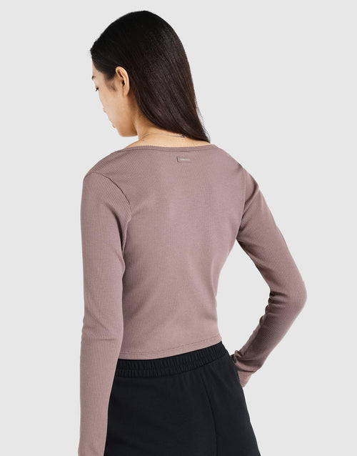 เสื้อแขนยาวผู้หญิง Modal Rib Cardigan