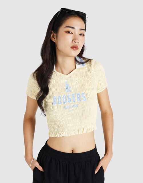 เสื้อแขนสั้นผู้หญิง Home Run City Shirred Back LA Dodgers