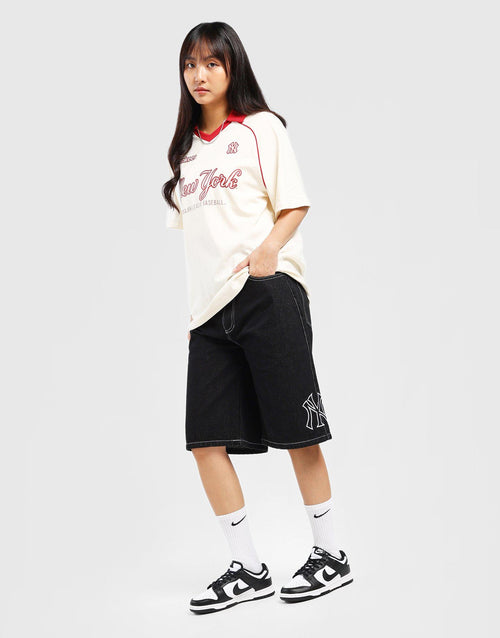 กางเกงขาสั้นผู้หญิง Denim Jorts NY Yankees