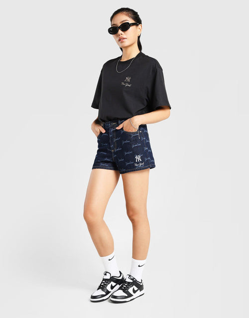 กางเกงขาสั้นผู้หญิง Monogram Denim NY Yankees