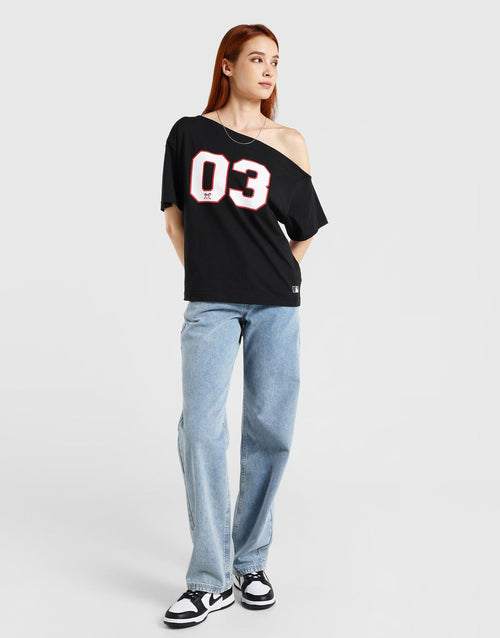 เสื้อแขนสั้นผู้หญิง Off Shoulder NY Yankees