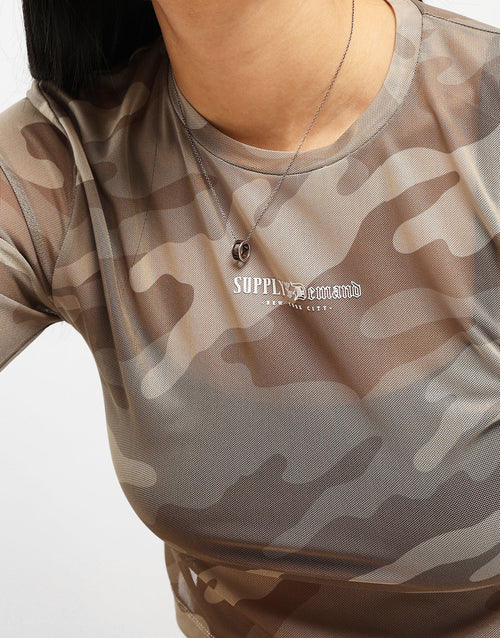 เสื้อแขนยาวผู้หญิง Mesh Camo