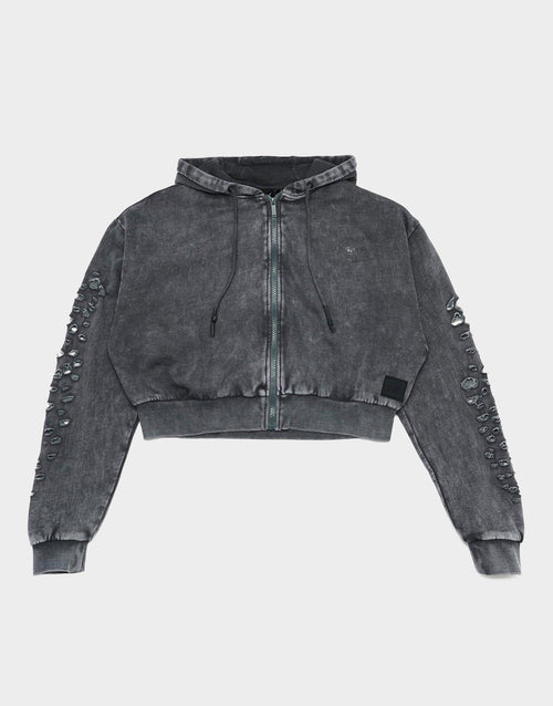 เสื้อฮู้ดดี้ผู้หญิง Distress Full Zip
