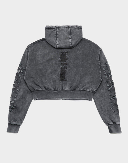เสื้อฮู้ดดี้ผู้หญิง Distress Full Zip