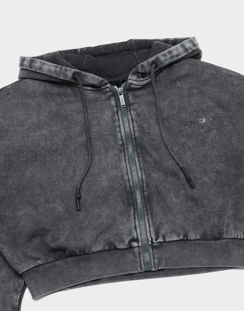 เสื้อฮู้ดดี้ผู้หญิง Distress Full Zip