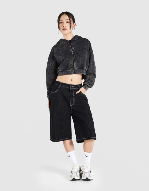 เสื้อฮู้ดดี้ผู้หญิง Star Boxy Full Zip