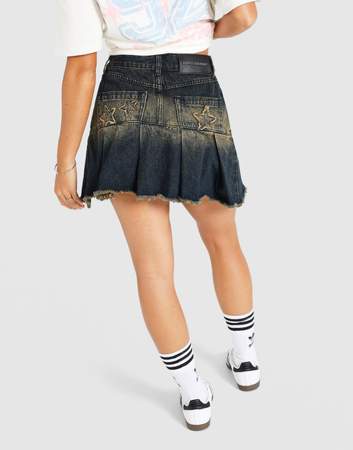 กระโปรงผู้หญิง Star Pleat Denim