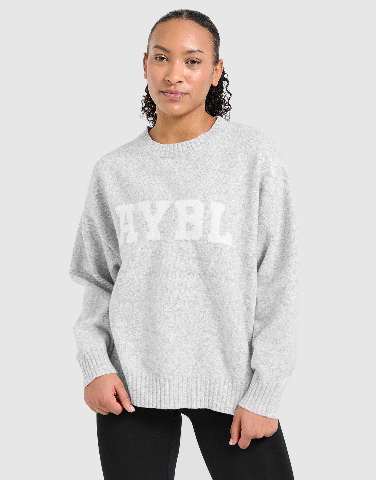 เสื้อแขนยาวผู้หญิง Varsity Oversized Knitted