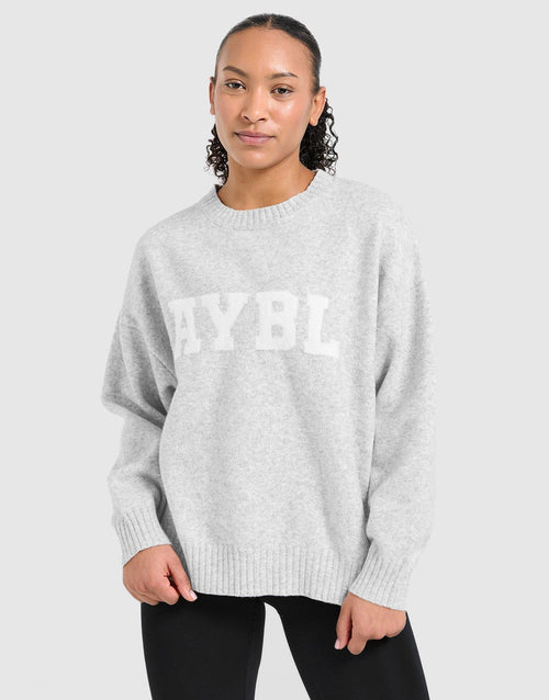 เสื้อแขนยาวผู้หญิง Varsity Oversized Knitted