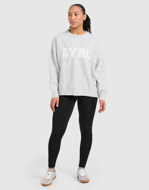 เสื้อแขนยาวผู้หญิง Varsity Oversized Knitted