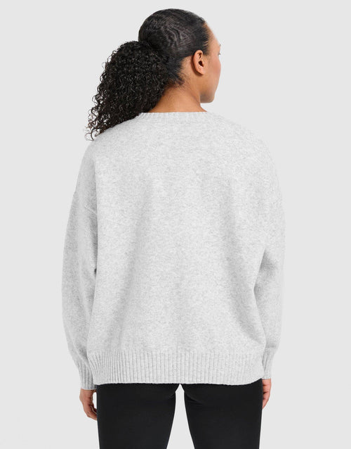 เสื้อแขนยาวผู้หญิง Varsity Oversized Knitted