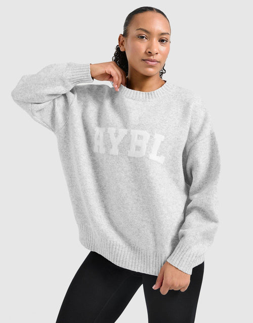 เสื้อแขนยาวผู้หญิง Varsity Oversized Knitted