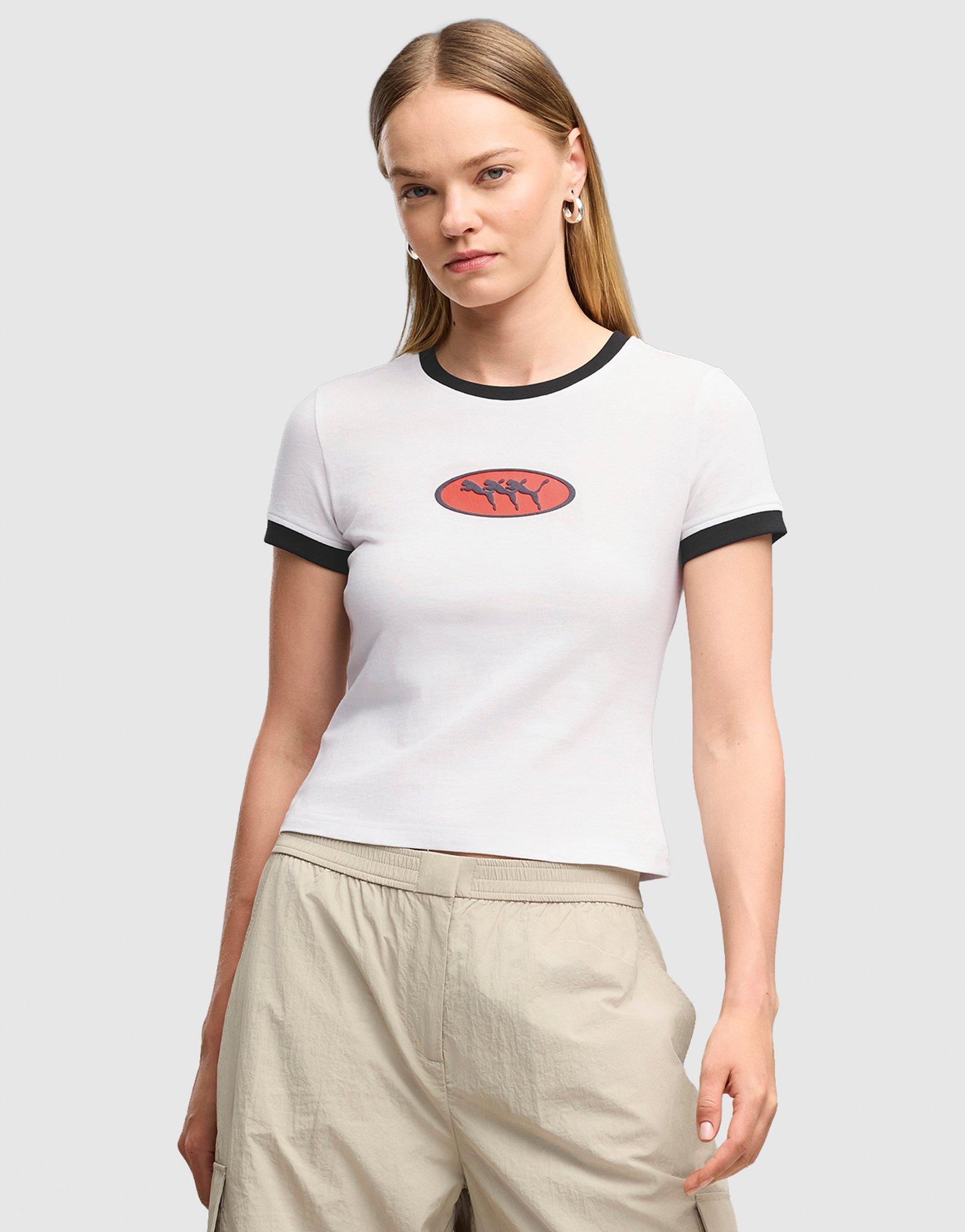 เสื้อยืดผู้หญิง Future Archive Slim Graphic Ringer