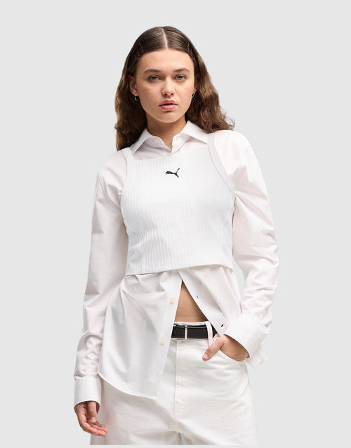 เสื้อกล้ามผู้หญิง Essentials Ribbed Tight Crop